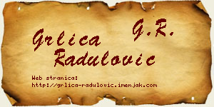 Grlica Radulović vizit kartica